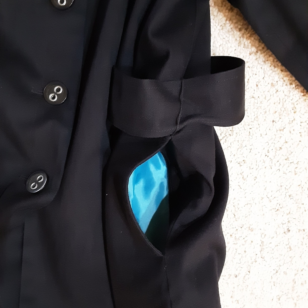 Black Blazer / Jacket with Blue Lining Size 10 - Picture 8 of 12